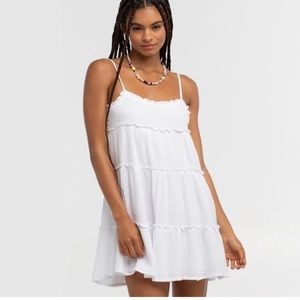 RSQ-Dress solid white baby doll ruffle